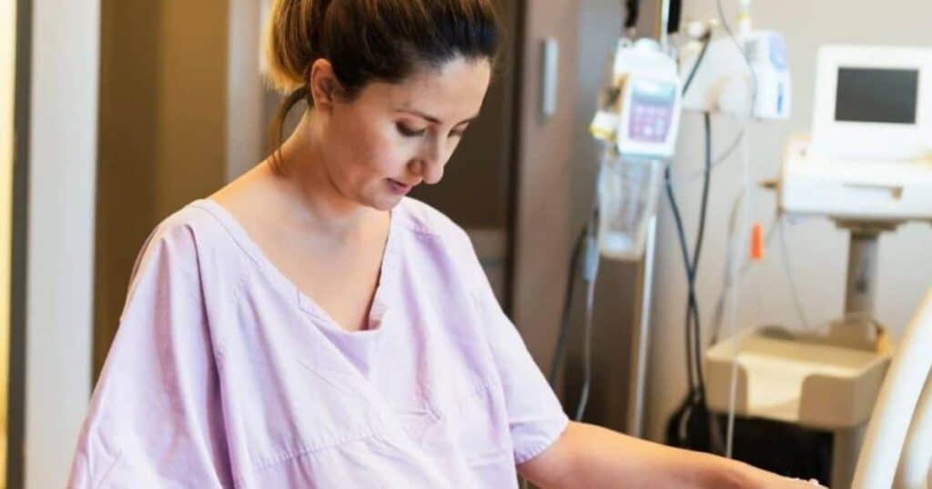 woman in labor in the hospital