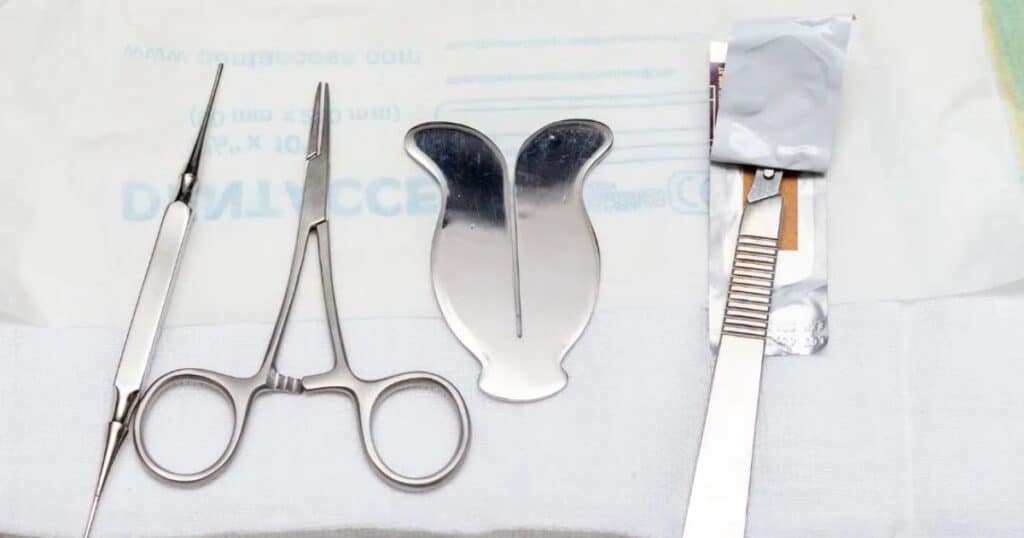 infant circumcision tools on a tray