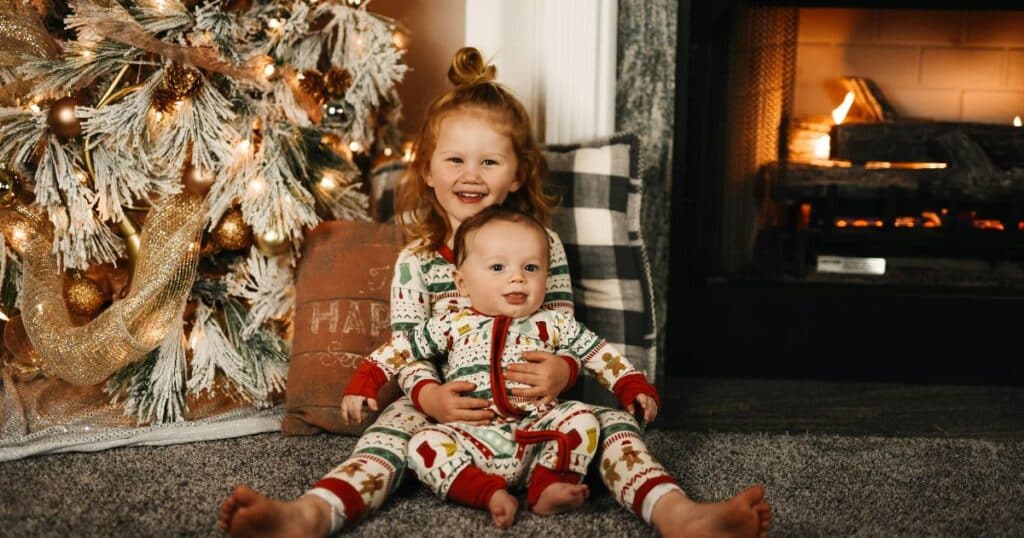 holiday gathering with older sibling and newborn