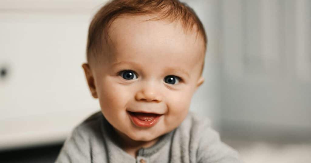 5 month old baby during awake window between naps