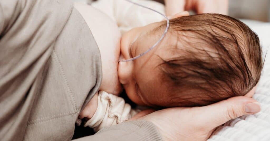 Breastfeeding Mother uses SNS System