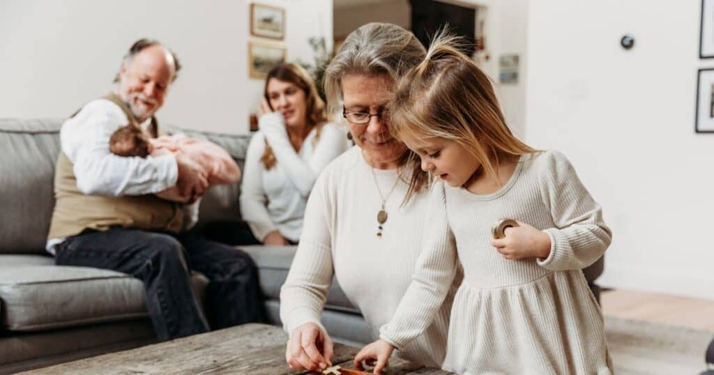 Takes-a-village Grandparents help new mom with kids