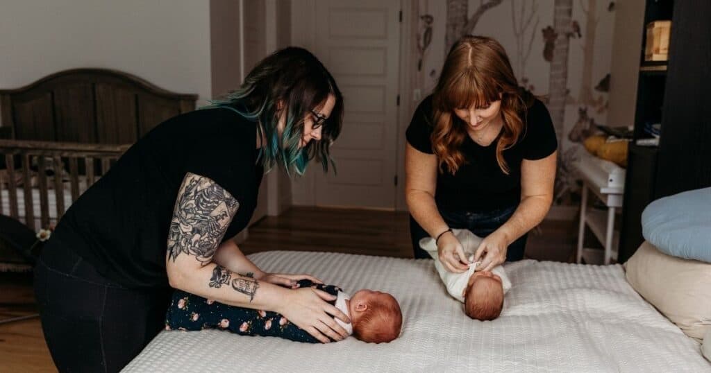 Postpartum Doulas Swaddling Twins